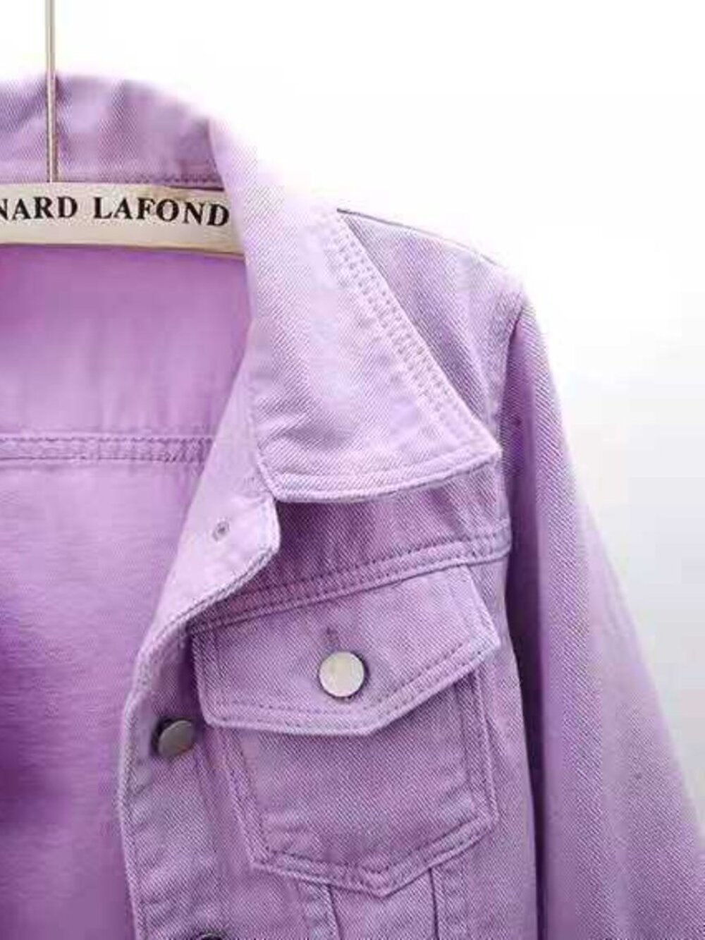 Lavender Purple Cropped Denim Jacket - Picture 5 of 7